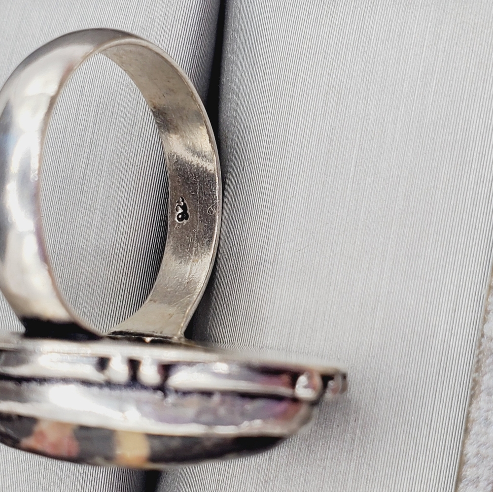 Genuine Pear Bezel Set White Buffalo Turquoise 925 Sterling Silver Vintage Ring - Picture 4 of 7